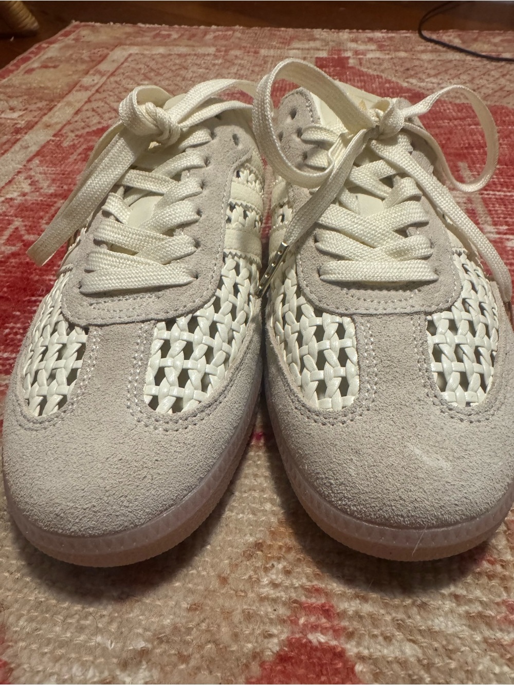 adidas Cream White Woven Suede Sneakers